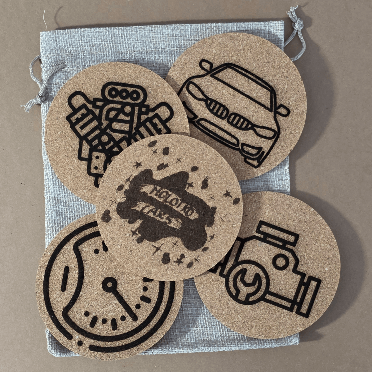 New Collection: Engraved Coasters — Cork & Wood | Gift-ready sets for the bar, desk & home