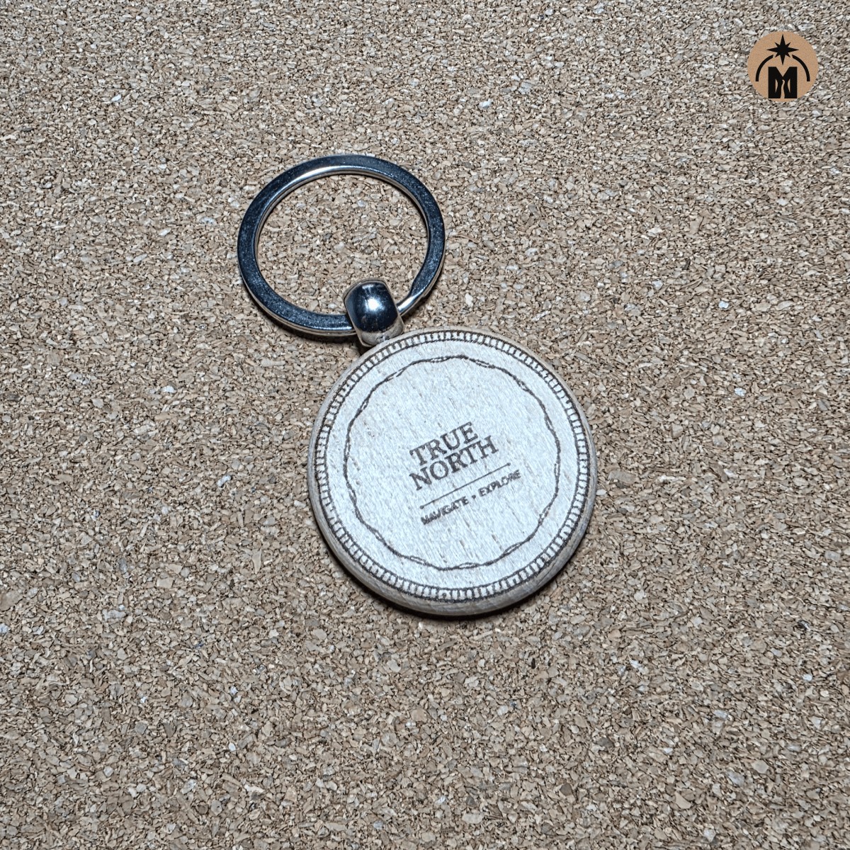 Adventure Compass Wood Keyring – True North Motto