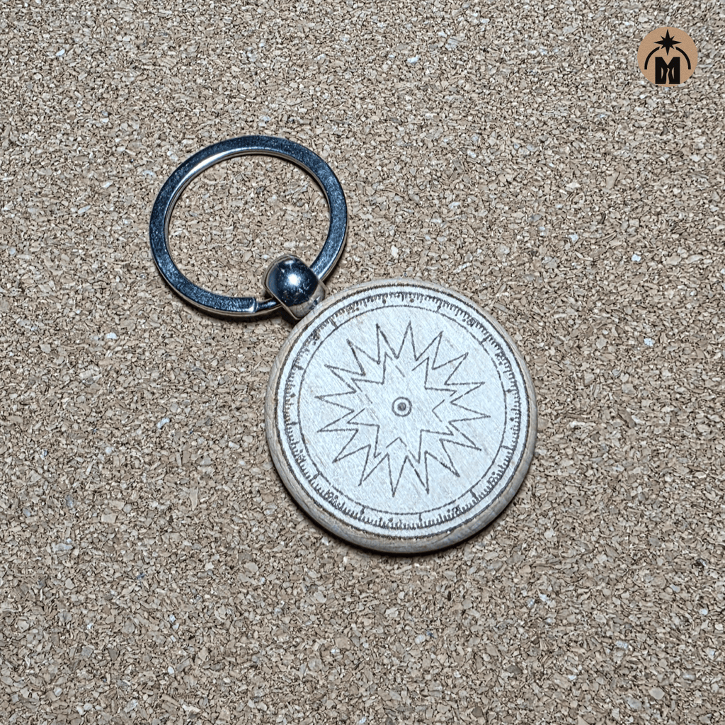 Wooden Compass Keychain “True North” – Double-Sided