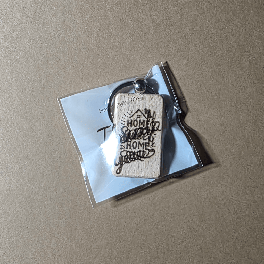 Cozy laser engraved Home Sweet Home wooden key fob for house keys