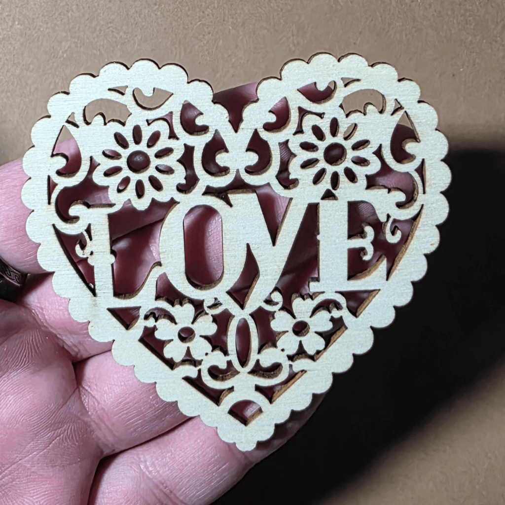 Romantic Gift Set — Wooden Hearts & Rose Keychain in Velvet Pouch