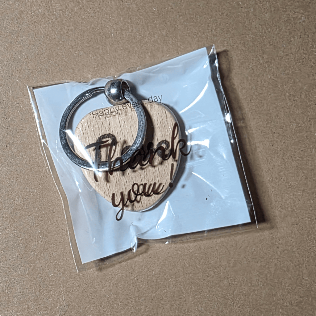 Romantic Gift Set — Wooden Hearts & Rose Keychain in Velvet Pouch