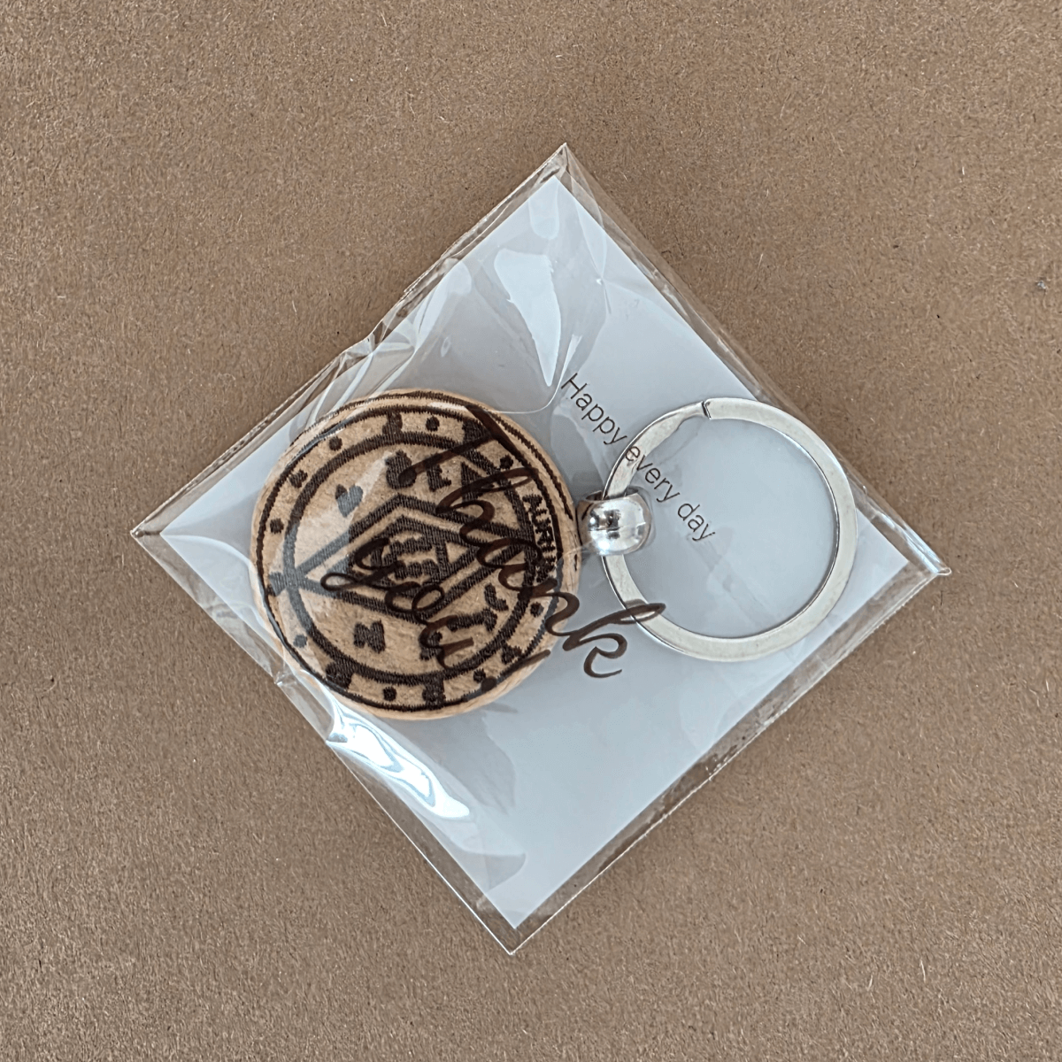 Money-Luck Talisman Wooden Keychain — Light Finish (Double-Sided)