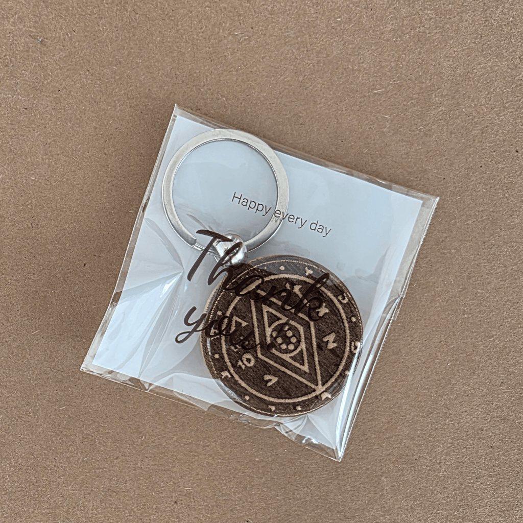 Money-Luck Talisman Wooden Keychain — Double-Sided (Good-Luck Sigil / MolotkoEU Mark)