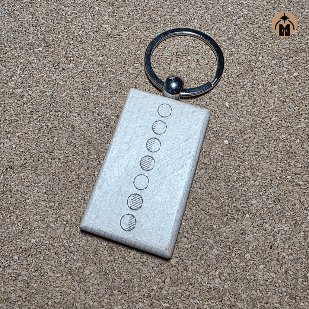 Moon Phases Keychain – “Follow the Moon” Double-Sided Beech Wood