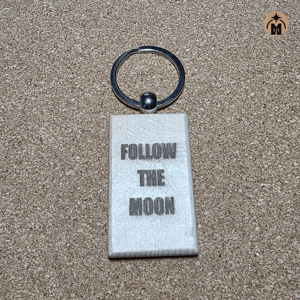 Celestial Wooden Keyring – Follow the Moon + Lunar Phases