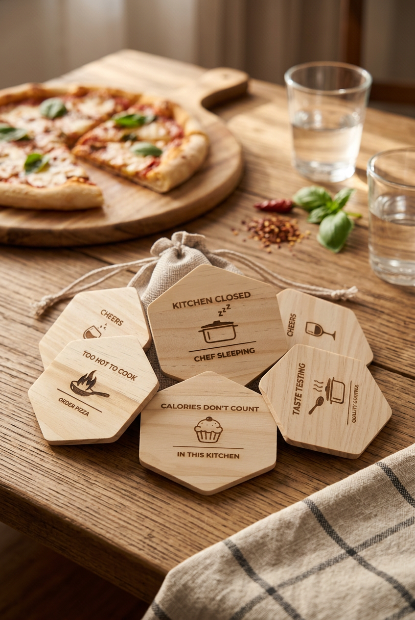 Sottobicchieri Funny Kitchen per serata pizza