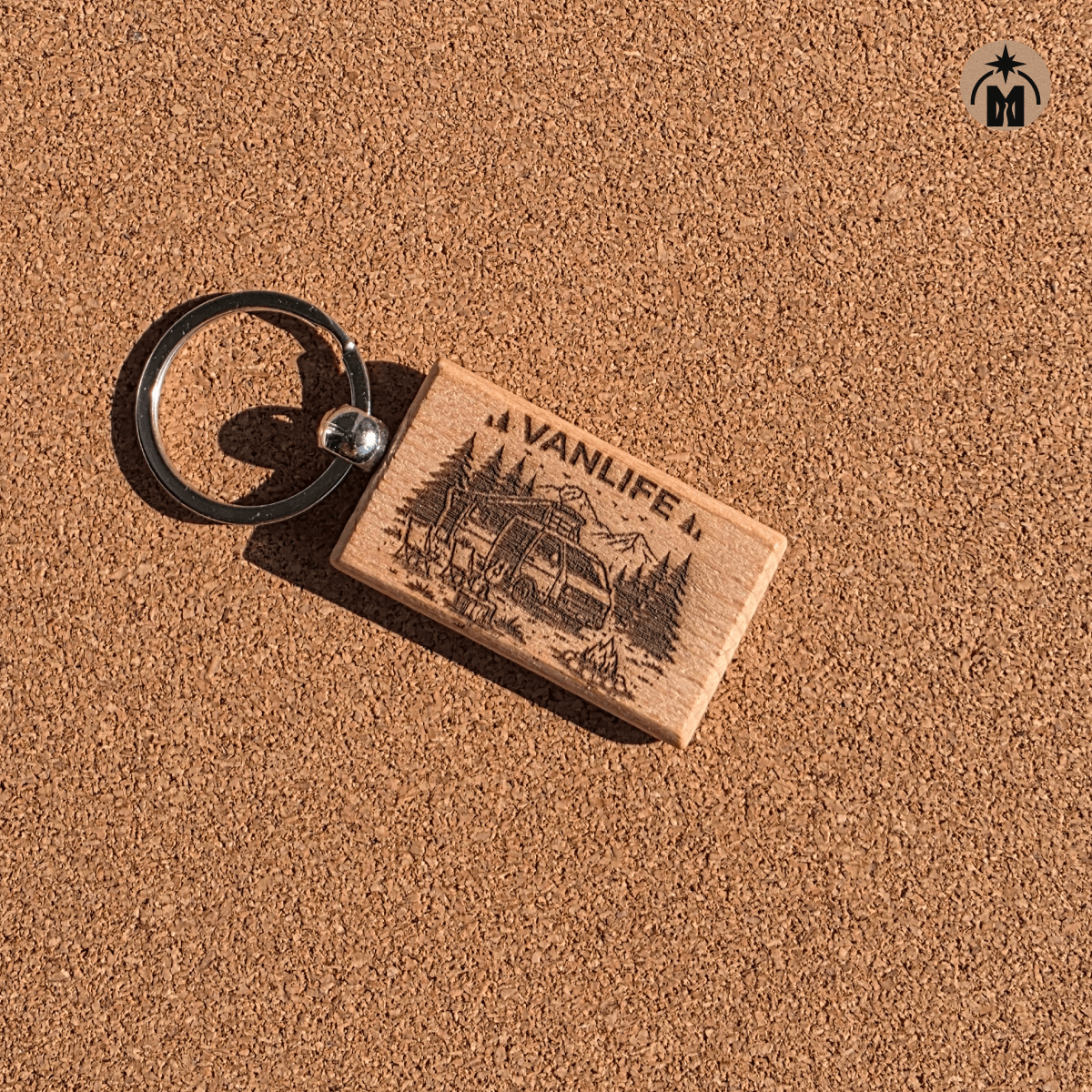 Vanlife Wooden Keychain – Laser Engraved Camper Van Beech Wood Key Fob